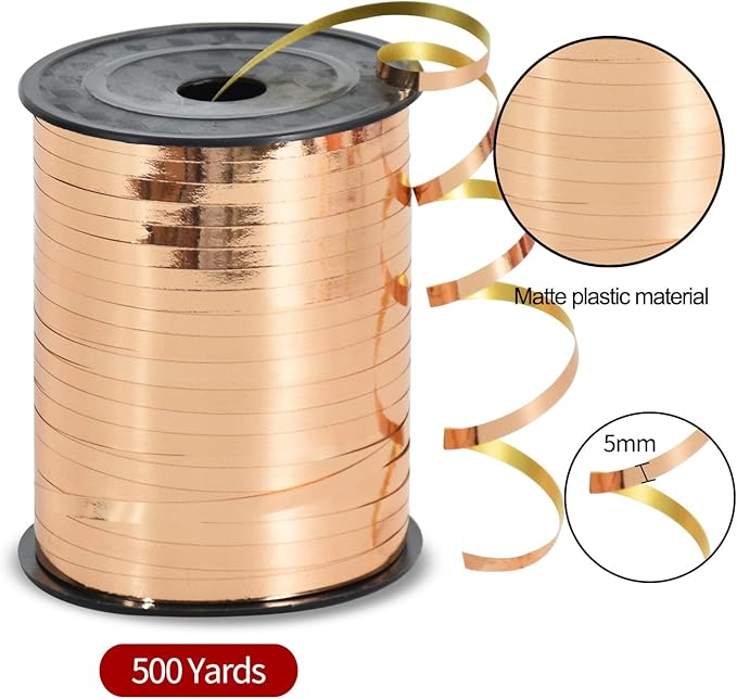 TONIFUL 500 Yards Curling Ribbon - Balloon Ribbon & String in Shiny Champagne Gold Metallic for DIY Decor, Gift Wrapping, Christmas, New Year, Birthday & Graduation Gifts