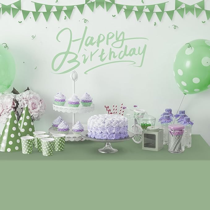 16 Pack Sage Green Plastic Tablecloth for Rectangle Tables, Premium Decorative Sage Disposable Table Cloths for Parties, Rectangle Party Table Cover for Birthday Wedding Baby Shower Party, 54x108 Inch