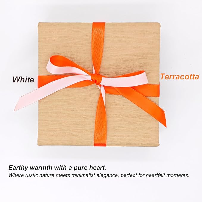Two Tone Satin Ribbon 1-1/2 Inch, 30 Yards White & Terracotta Double Faced Wide Ribbon for Gift Wrapping, Bouquet, Hair Bows, DIY Crafts, Christmas New Year Party Decorations
