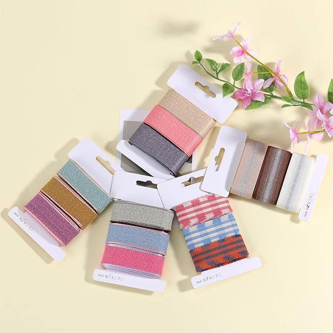 BEEFLYING 3 Styles Wire Edged Ribbons for Gift Wrapping, 25~28mm×2.7m Fabric Ribbons Strip Ribbons for Wedding Party Decoration Hair Bows Flower Bounquet Sewing and Craft, 9 Yards