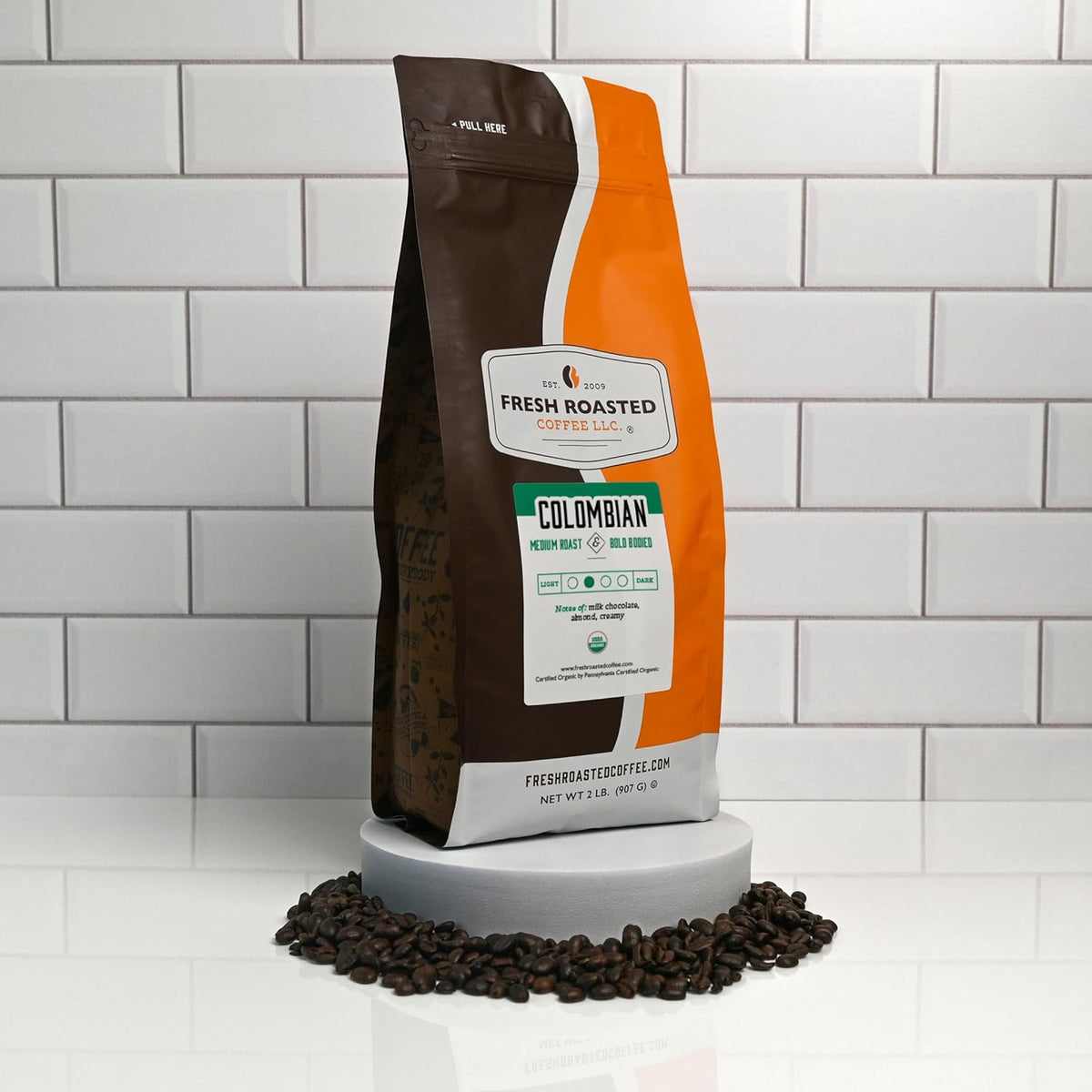 Fresh Roasted Coffee, Organic Colombian, USDA Organic, 100% Single Origin, Kosher, Medium Roast 2 lb (32 oz) Ground