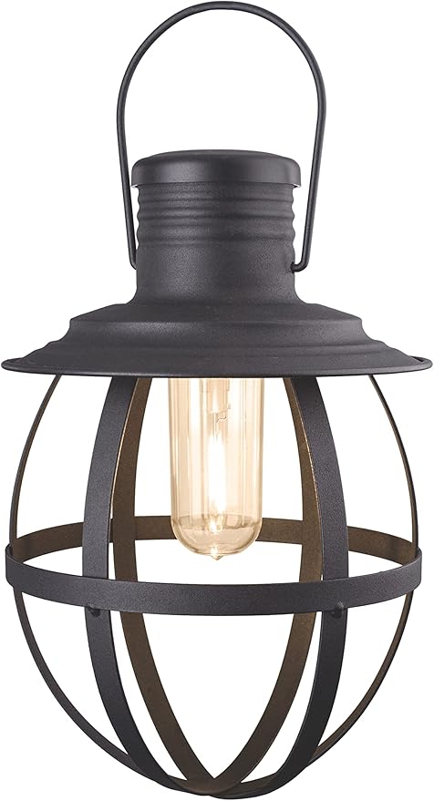 Xodus Innovations BL840-2 Battery Powered Outdoor 11.5 inch Decorative LED Metal Hanging Lantern with Your Choice of 4, 6 or 8 Hour Automatic Timer, Black…