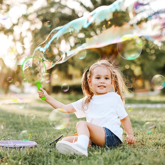 Roberly 19 PCS Big Bubble Wands Set with Tray, Giant Bubbles Wands Toys for Kids Adults Summer Outdoor Activities Birthday Gifts Party Favors