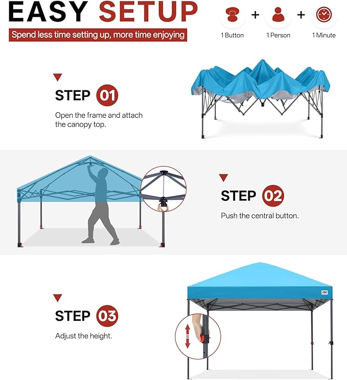 ABCCANOPY Pop Up Canopy - Outdoor Patio Portable Canopy Tent Heavy Duty for Backyard and Deck with 4 Sandbags(Sky Blue, 10x10)