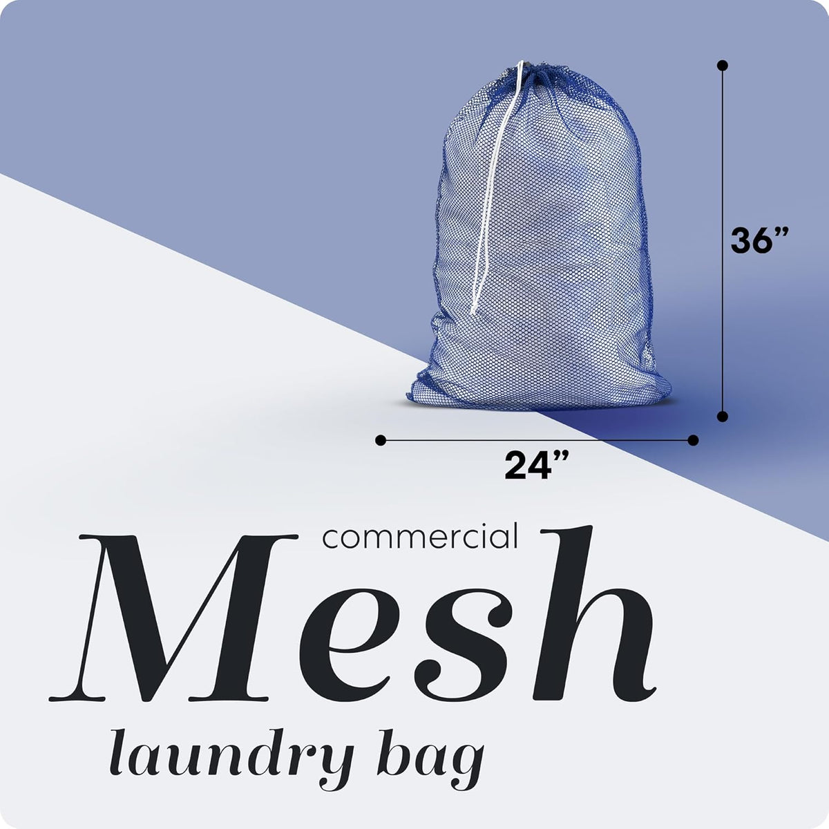Handy Laundry Mesh XL Laundry Bags - Pack of 2 - Durable, Machine Washable with Secure Drawstring Closure - Perfect for College Dorms, Laundromats, Apartments (Blue, Large 24" x 36", 2-Pack)