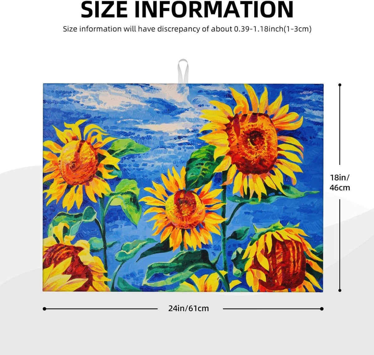 Sunflowers Large Dish Drying Mats For Kitchen Counter, Watercolor Yellow Flower Microfiber Kitchen Drying Mat Draining Pad Absorbent Dish Mat 18"x24"