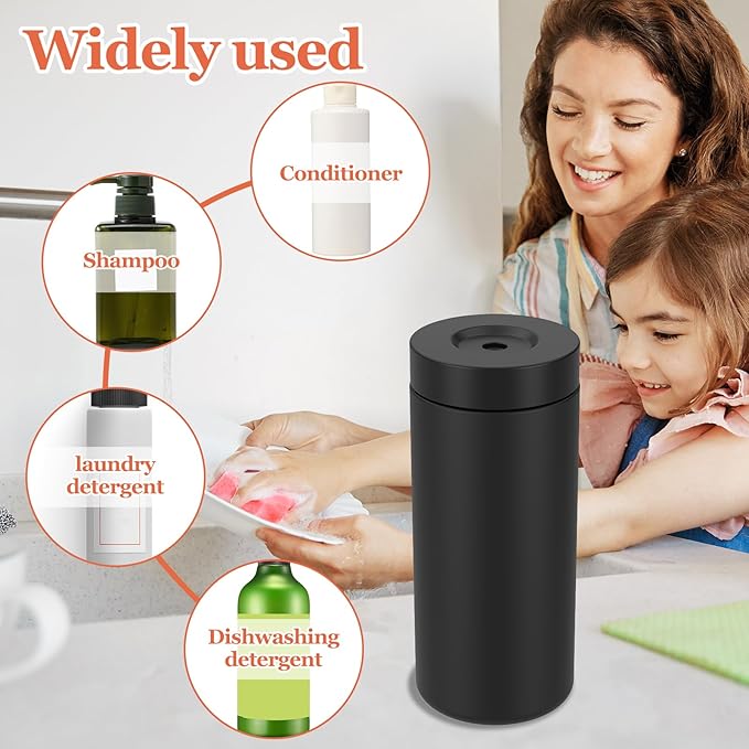 8 Oz Dishwashing Liquid Dispenser, Silicone Dish Soap Dispenser, Reusable Soap Dispenser Hand Soap, Refillable Dish Soap Squeeze Bottle Portable Hand Soap Bottle for Bathroom (Black)