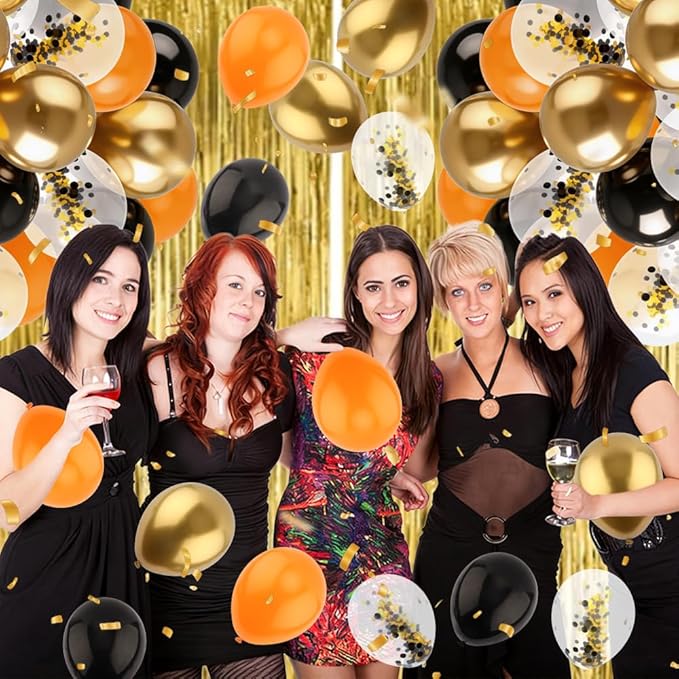 60Pcs Black and Gold Balloons Graduation Balloons - 12 Inch Gold Confetti with Ribbons for 2026 Graduation Decorations for Birthday Bridal Wedding Festival Party Decorations
