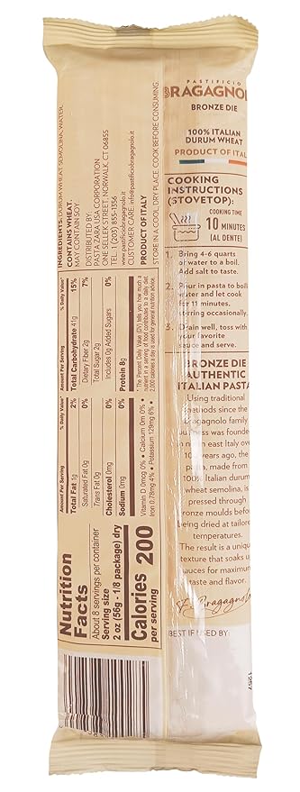 Pastificio Bragagnolo, Linguine 811 Bronze-Drawn, 100% Italian Pasta, Made with Durum Wheat Semolina Flour, Non GMO (1 Pound Bag)