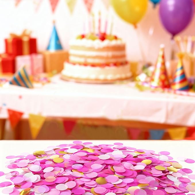 JOYIT Pink & Gold Confetti 3.5 oz – Vibrant Tissue Paper Circles for Birthdays, Baby Showers, Weddings & Bachelorette Parties | Perfect for Table Decor, Balloon Stuffers & Photo Backdrops