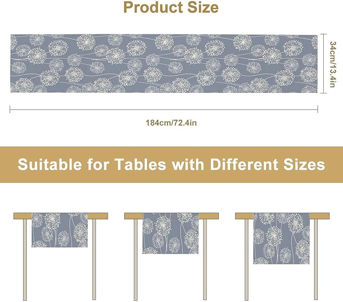 Dandelions Farmhouse Table Runner,Vintage Summer Fall Rustic Country Table Runner for Kitchen Coffee Dining Table Holiday Home Party Decor 13x90in