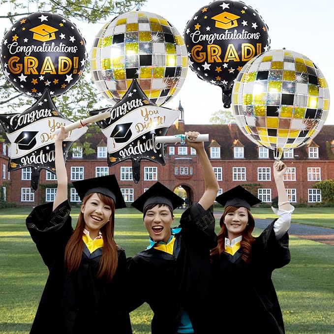 6Pcs Graduation Balloons Congrats Grad Balloons Class of 2026 Balloon for College High School Graduation Party Decorations