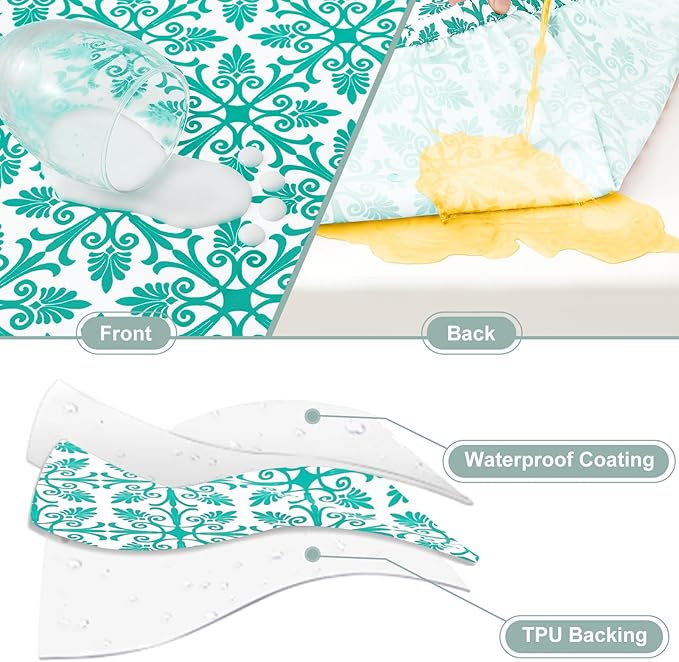 misaya Picnic Table Cover with Bench Cover, Waterproof Elastic Fitted Tablecloth for 5 Foot Tables, Rectangle Washable Polyester Tablecloths for Picnic, Camping, Outdoor (Teal, 30" x 60")
