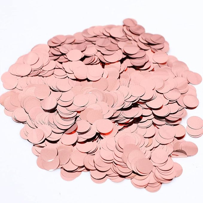 Rose Gold Metallic Foil Confetti(0.59 inch) Round Dots Glitter Table Confetti for Party Wedding Decorations,2.11 OZ per pack