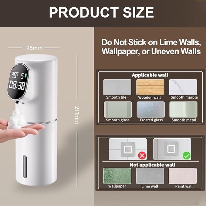 Automatic Soap Dispenser, 320ML Touchless Smart Hand Soap Dispenser, 5 Adjustable Soap Levels, Portable Countertop Electric Foam Soap Dispenser for Bathroom Kitchen Office (Black)