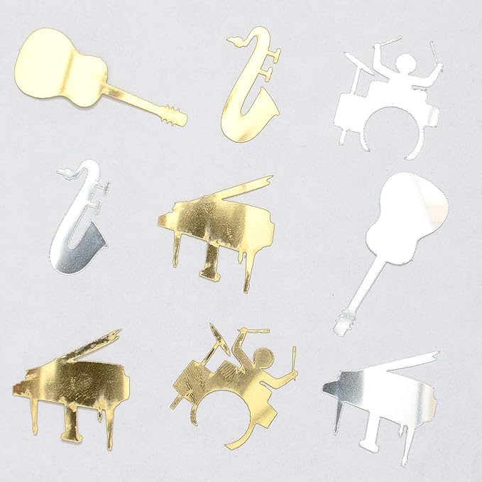 Confetti Music Instruments Silver, Gold Mix - 2 Half Oz Bags (1 oz) #9428 Q01