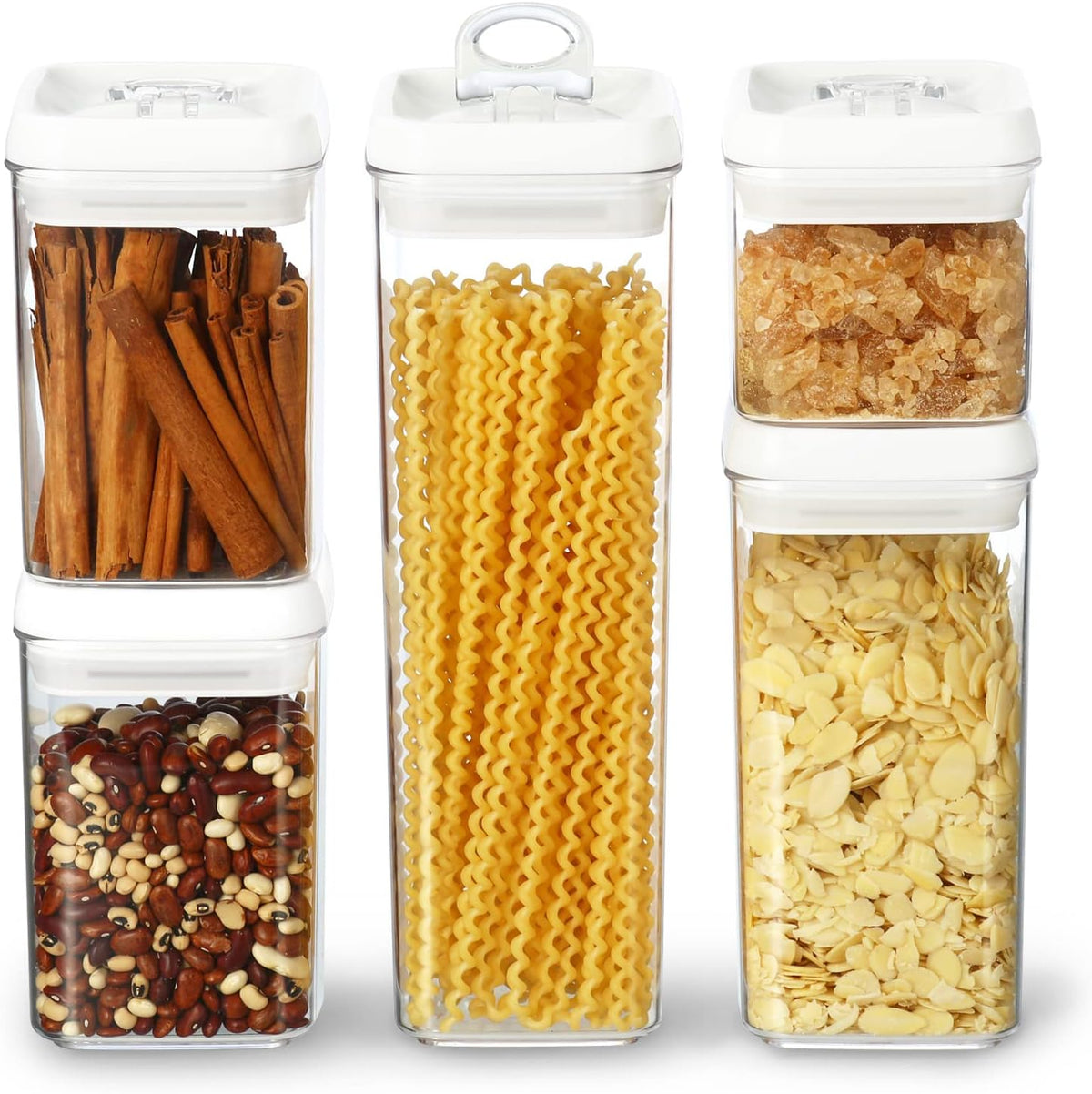Felli Flip Tite Storage Container with Lid 4" Airtight Ring Seal Top, Stackable Acrylic Canister Jar Set for Kitchen Pantry Organizer