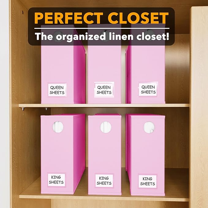 SpaceAid 6 Pack Bed Sheet Organizers and Storage, Foldable Sheet Organizer with Window for Linen Closet, Set Folder Keeper for Queen & King Size Bedding Storage (Pink)