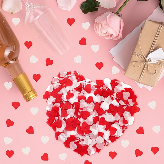 Whaline 6000 Pieces Valentine's Day Paper Confetti Red Heart Tissue Confetti Party Table Decorations for Balloon, Wedding, Holiday, Birthday