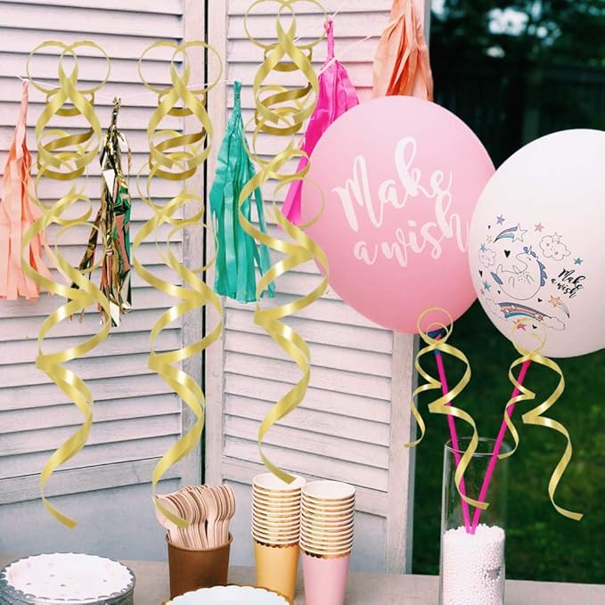TONIFUL 500 Yards Curling Ribbon-Balloon Ribbon-Balloon String for Art&Craft Decor,Gift Wrapping,Ribbons and Bows for Graduation Christmas New Year Birthday Gifts Supplies (Gold)