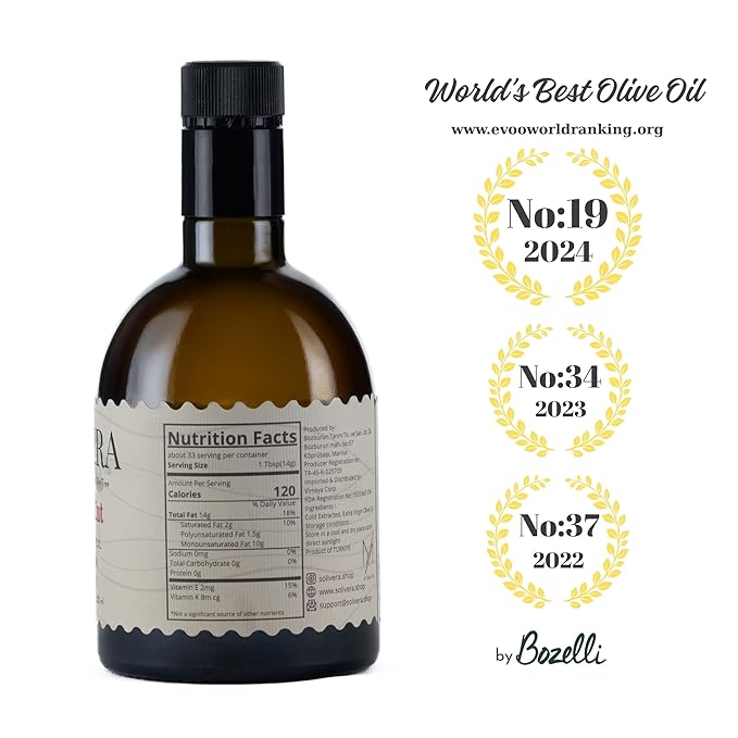 Solivera Master’s Cut Extra Virgin Olive Oil, Signature Early Harvest Blend for Dipping & Finishing, 350 mg/kg High in Polyphenols Evoo
