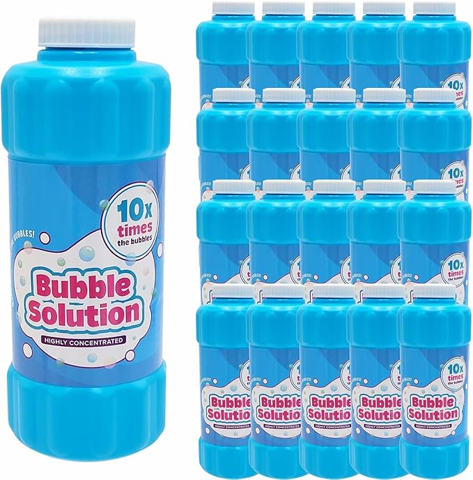 Blue 16oz Concentrated Bubble Solution 8-Pack, Refills up to 1.25 Gallons, Non-Toxic Concentrated Solution for Bubble Machines, Giant Bubble Wands, Bubble Gun and Blowers