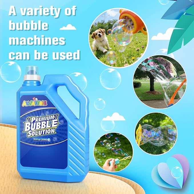 Bubble Solution Refill 70 OZ | Pre-Mix Premium Bubble Refill Solution No Measuring Required | Bubbles for Kids | Bubbles Refills | Bubbles Bulk | Bubble Machine Solution | Kids Easy Grip Bottle