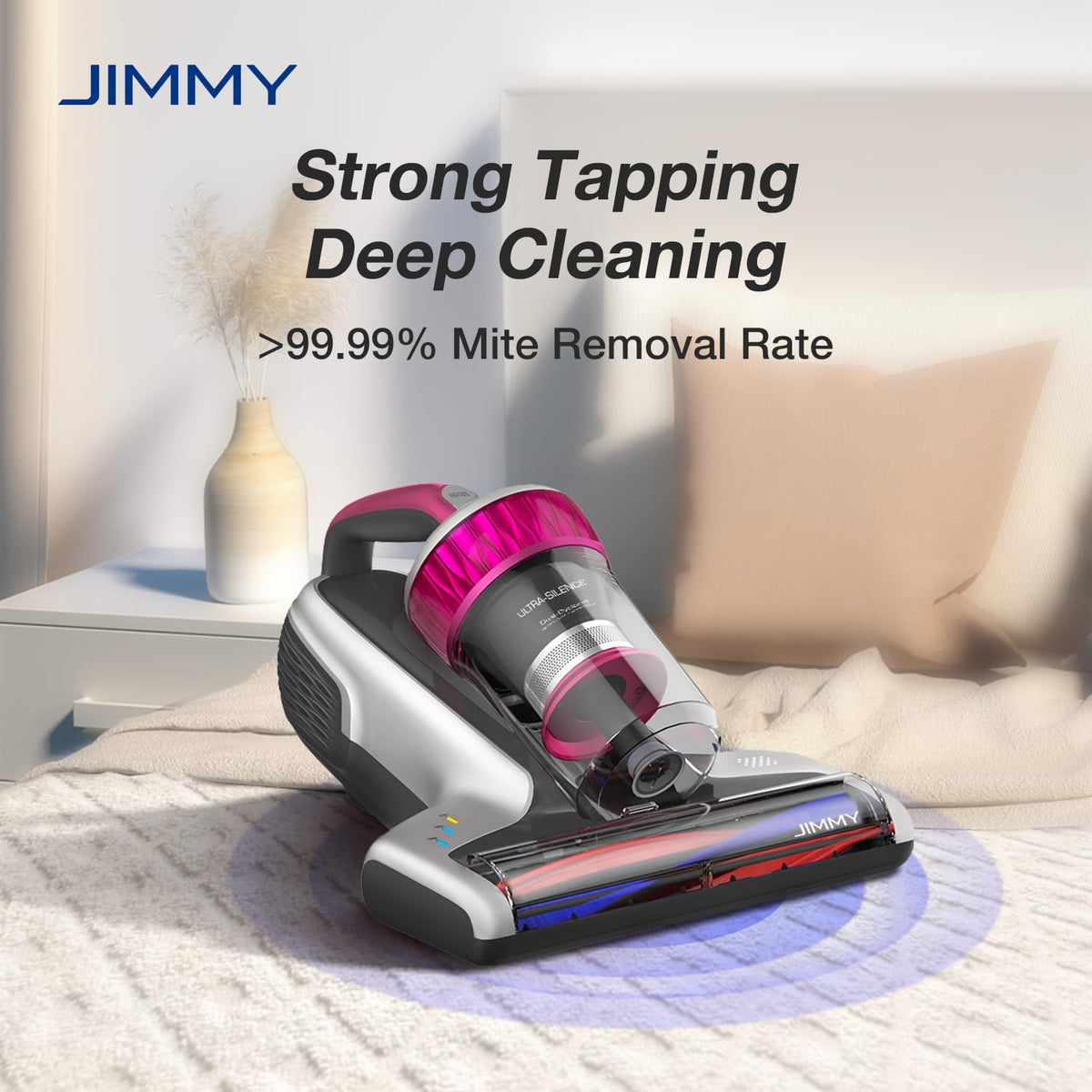 Jimmy WB73 Mattress Vacuum Cleaner, Pet Hair Vacuum, Bed Vacuum with UV & Ultrasonic, Strong Suction, Dust Recognition and Anti-allergen (WB73, Corded)
