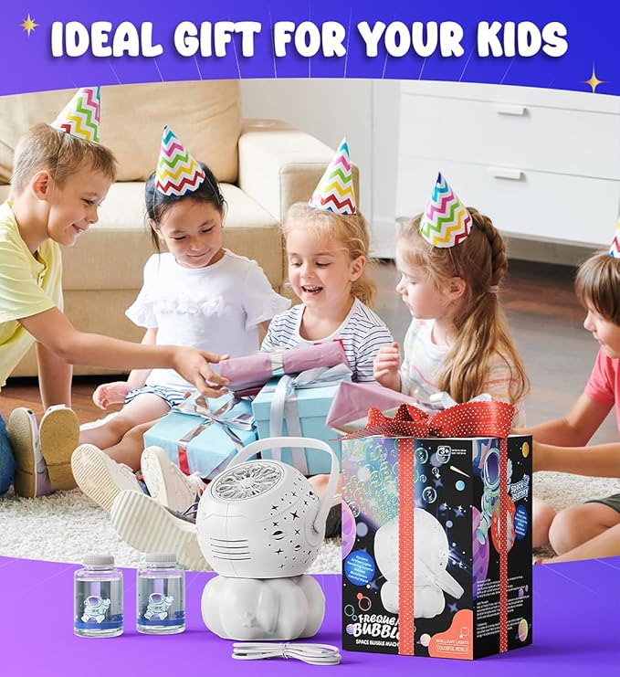 Rechargeable Bubble Machine - 7 Color LED Light, 10 Large Wands, 20oz(600ml) Tank - Automatic Bubbles Maker Blower - Outdoor Toys for Toddlers 1-3, Kids Age 3+, Parties, Boys Girls Birthday Gifts