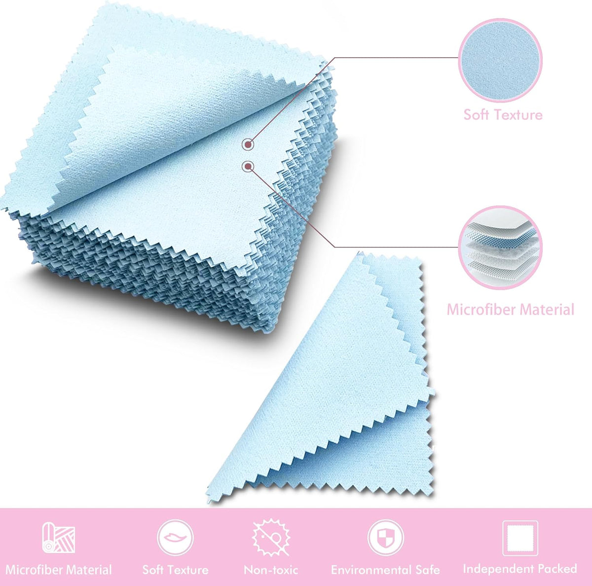 XIAOXINGYUN 120 PCS Jewelry Cleaning Cloth Jewelry Polishing Cloths Individually Wrapped Silver Cleaning Cloth for Jewelry Sterling Silver, Gold, Platinum,Coins, Watch (3.15 x 3.15 Inches)