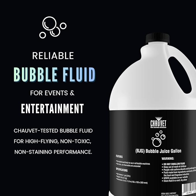 CHAUVET DJ – BJG Bubble Juice Gallon | Professional Bubble Fluid for High-Flying Bubble Output | Non-Toxic and Non-Staining Formula | Designed for Use with CHAUVET DJ Machines
