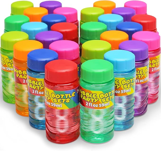 32 Pack Bubble Bottles Bulk for Kid (8 Colors), Bubbles Wand Attached to the Lid, Blow Bubble Solution Set with Gift Box for Child Party Favors Supplies, Outdoor Summer Toy, Birthday, Goody Bag Filler