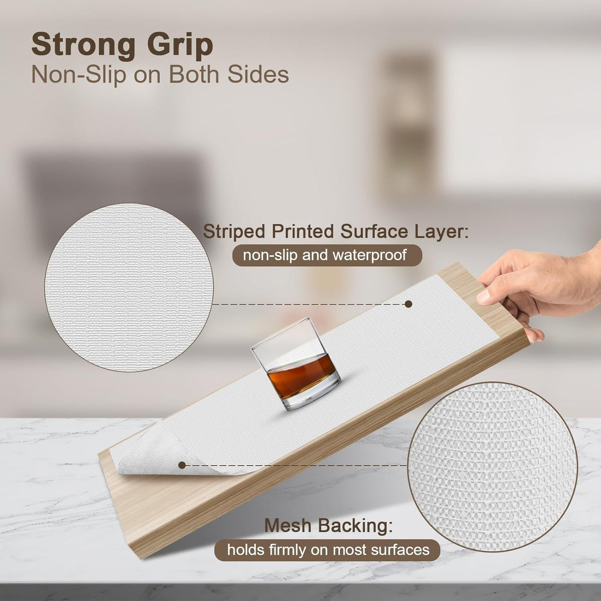 OcePor Non-Adhesive Drawer and Shelf Liner 12IN x 20FT, Non Slip Cabinet and Cupboard Liner, Kitchen Cabinet Liners for Shelves,Waterproof Drawer Shelf Liners for Cabinets/Bathroom Cupboard, White