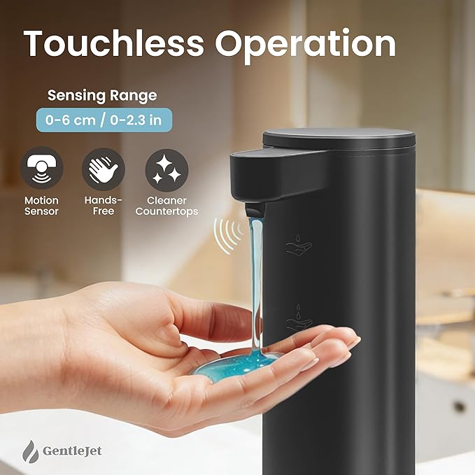 GentleJet OpalDrop Automatic Liquid Soap Dispenser for Kitchen Sink – Touchless No-Drip Pump, USB-C Rechargeable, 304 Stainless Steel, IPX5 Water-Resistant, 270 ml