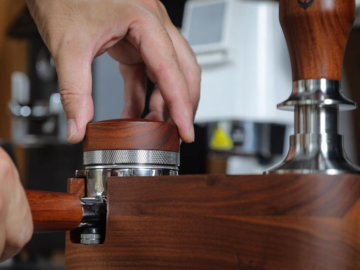 51mm Espresso Distributor Tool Knodos Rosewood Coffee Distributor Stainless Steel 51 mm Distribution Tool Leveler with Adjustable Depth Premium