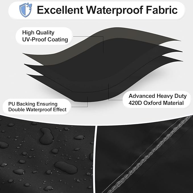 OutdoorLines Outdoor Waterproof Patio Table Furniture Set Covers - Rectangle Couch Sectional Cover Outside Weatherproof Patio Furniture Covering for Deck, Lawn and Backyard 74"L x 47"W x 28"H, Black