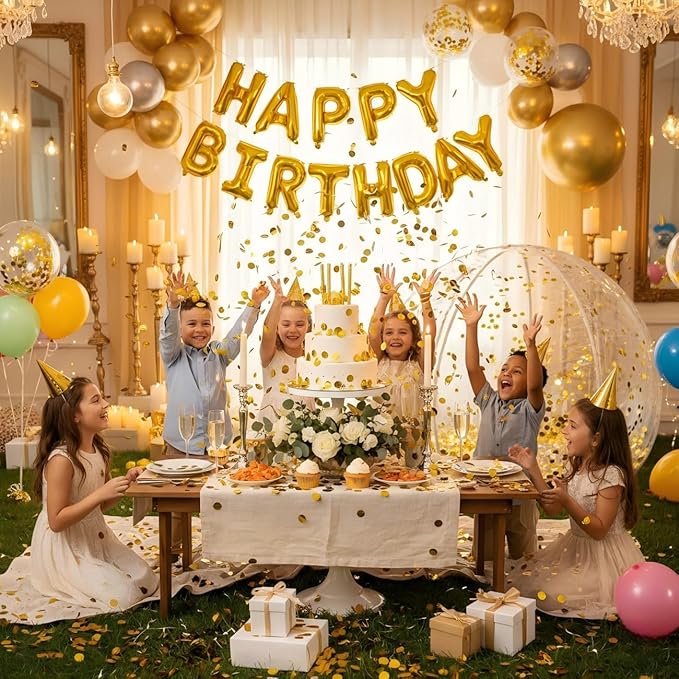 Gold Metallic Foil Confetti(0.59 inch) Round Dots Glitter Table Confetti for Party Wedding Decorations,2.11 OZ per pack
