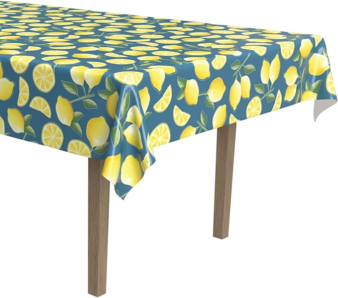 Lemon Tablecover, 54"x108", 2 Pieces, Spring Summer Picnic Tea Party Table Decorations