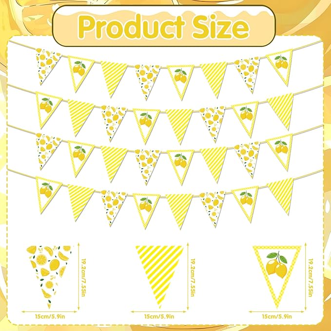 Lemonade Stand Party Decorations - 4PCS Fresh Lemonade Party Banner Supplies for Kids, Lemon Drink Bar Sign Garland Birthday Supplies Decor for Summer (No-DIY)