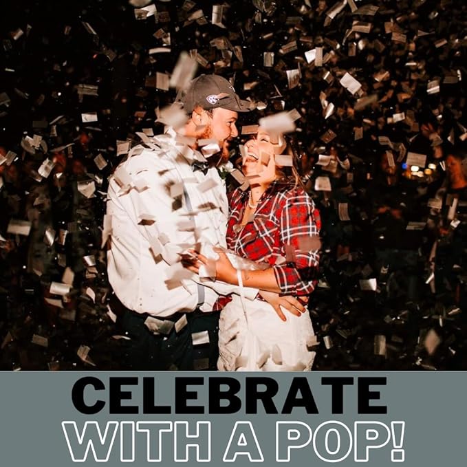 Blaise Pyro & Party Silver Confetti Poppers - Easy to Use Paper Confetti Poppers for Weddings, Birthdays, Anniversaries & More - Colorful Confetti Cannon for Memorable Photos - 6 Pack, 18 Inch
