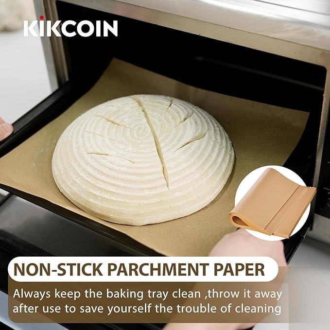 Banneton Bread Proofing Basket Set of 3, Kikcoin 8" & 9" & 10" Round Sourdough Bread Baking Supplies, Banneton Basket with Parchment Paper Sheets
