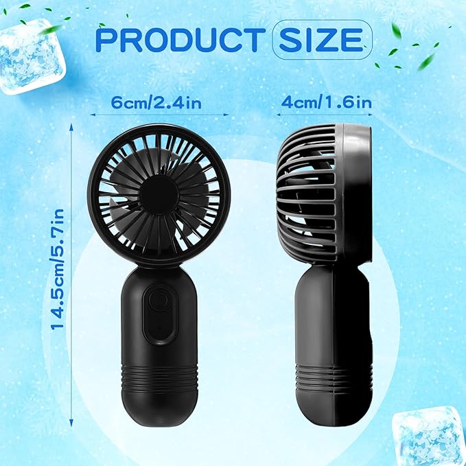 Rossesay 12 Pack Mini Portable Handheld Fan Bulk for Travel 3 Speeds, Rechargeable USB Battery Operated, Small Personal Eyelash Fans for Women Men Indoor Outdoor(Black,Classic Style)