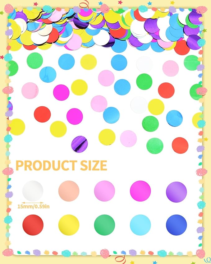 Multicolor Confetti Glitter - 30g Rainbow Metallic Foil Round Confetti for Party Decorations, Wedding, Baby Shower & Festival Supplies, Balloon Decoration