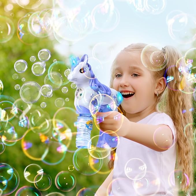 Unicorn Bubble Gun Set for Kids 2 Pack Automatic Bubble Blower Toy Bubble Machine Maker Outdoor Toys for Toddlers Girls Boys Backyard Play