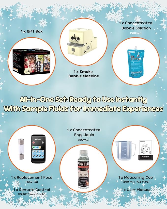 450W Fog Bubble Machine - Wireless Remote, High Output Tiny Fog Bubbles, Snow-Like Effect, Quieter Than Classic Snow Machines, Ideal for Outdoors Christmas Wedding Kids Party Stage