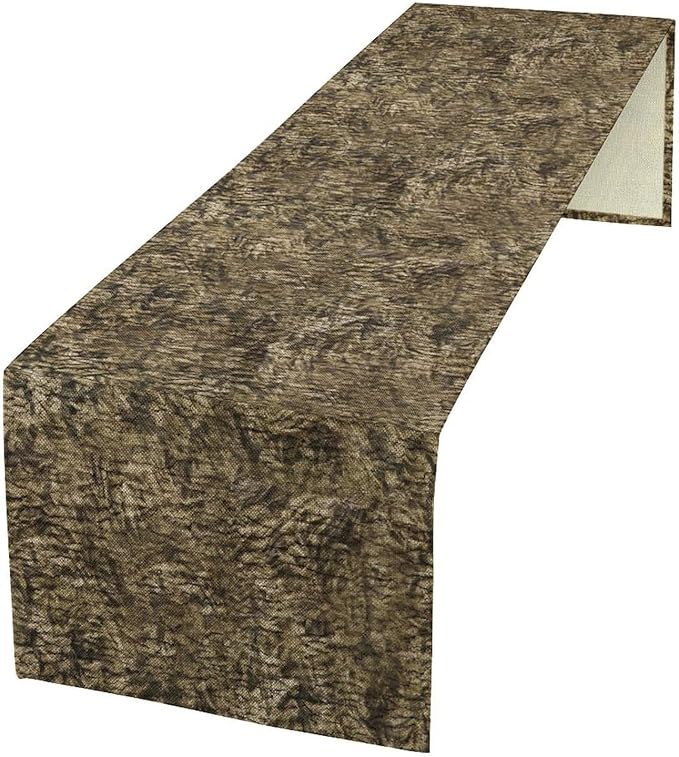 Forest Tree Bark Table Runner, Retro Camo Rustic Country Old Trunk Wood Table Runner for Home Kitchen Outdoor Party 13x36in