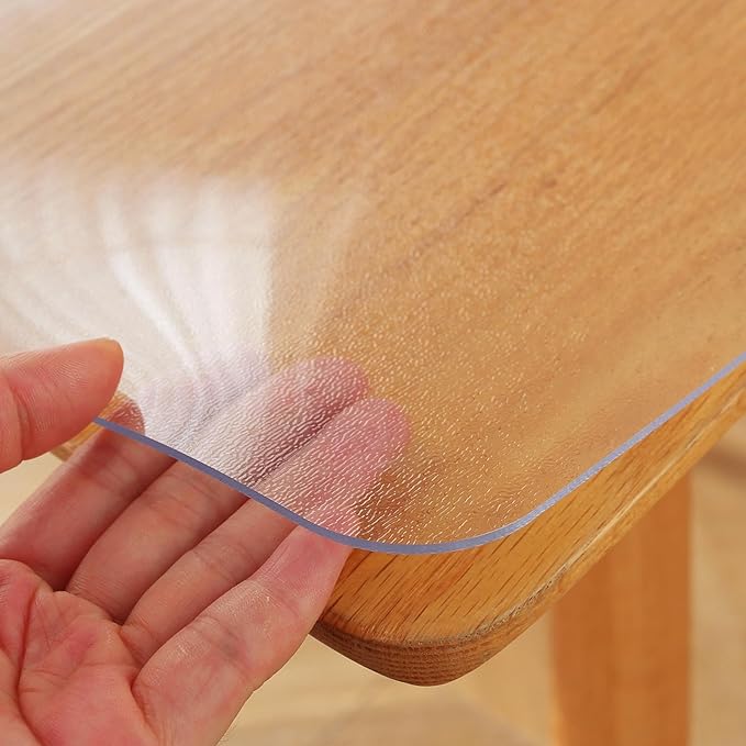 Frosted Clear Table Protector 44 x 84 Inch, 1.5mm Thick Plastic Table Cover, Waterproof PVC Clear Table Cover Protector, Desk Protector Mat, Writing Desk Pad for Desktop, Coffee & Dining Room Table