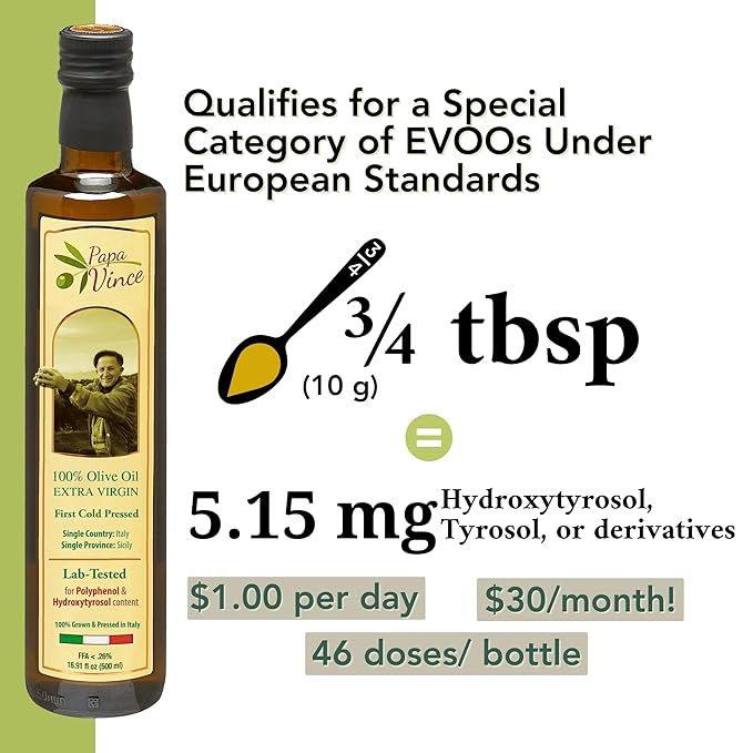 Papa Vince Olive Oil Extra Virgin - First Cold Press Family Harvest 2024/25, Polyphenol Rich, Subtle Peppery Finish, Unrefined