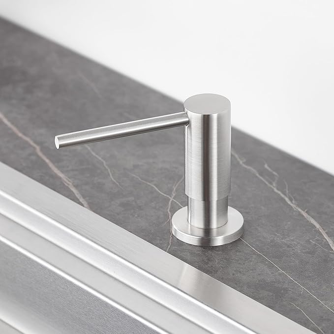 Soap Dispenser for Kitchen Sink Brushed Nickel, Sink Soap Dispenser Stainless Steel Refill from The Top Built in Sink Soap Dispenser with 17 OZ Soap Bottle