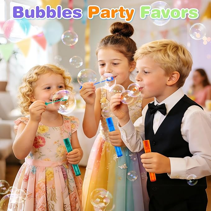 200 Pcs Mini Bubble Wands for Kids, Bulk Bubble Wands in 10 Colors, Kids Party Favor, Themed Birthday, Christmas, Goodies Bags, Wedding, Carnival Prizes Toys, Bubble Summer Outdoor Gifts for Kids